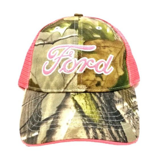 Realtree APG Camo Trucker Hat Cap with Pink FORD & Pink Back Mesh New NOS (T14) - Picture 2 of 5